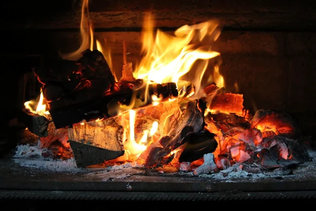 Inbuilt wood fireplace